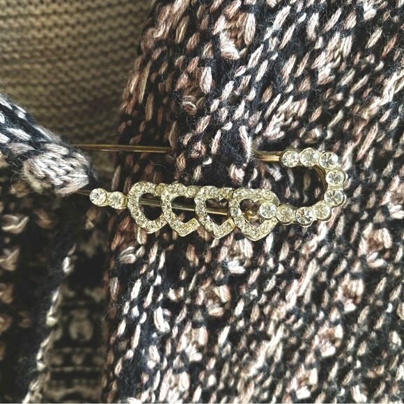 DOR DOR COUTURE HIGH LOW CARDIGAN OPEN FRONT SWEATER W/EMBELLISHED CLIP M NWT - Picture 3 of 15